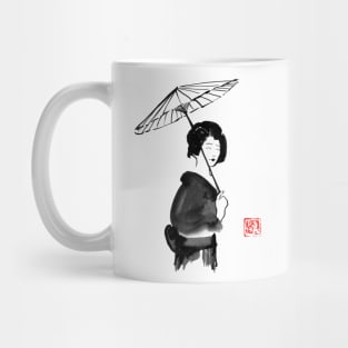 geisha under umbrella Mug